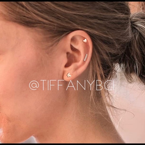 Rose Gold Butterfly Flat Back Earrings - Picture 2 of 2